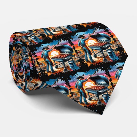 Westerne Cowboy BBQ Pit en Cook Stropdas (Opgerold)