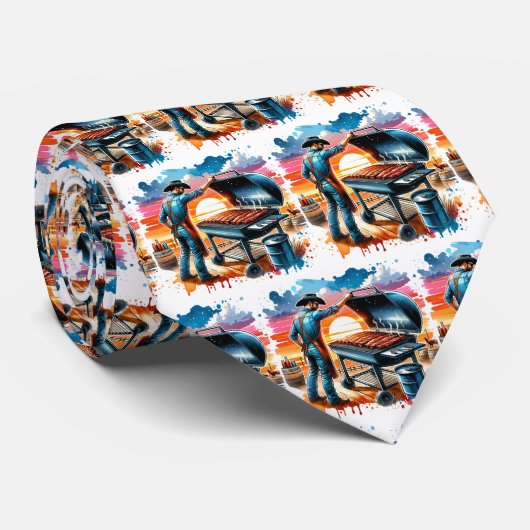 Westerne Cowboy BBQ Pit en Cook Stropdas (Opgerold)