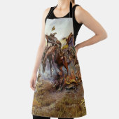  Westerne cowboy bij kamp op Bucking Horse  Schort (Insitu)