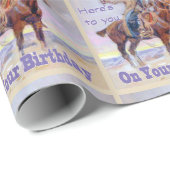 Westerne cowboy bij paardenmeestergistafval cadeaupapier (Rol Hoek)