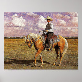 Westerne cowboy bij Palomino Horse Poster