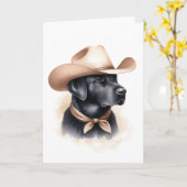 Westerne Cowboy Black Lab Country Style Art Kaart (Gele Bloem)