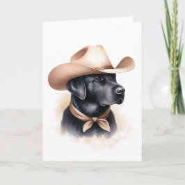 Westerne Cowboy Black Lab Country Style Art Kaart