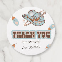 Westerne Cowboy Blue Birthday Cirkel Dank u Label