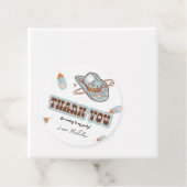 Westerne Cowboy Blue Birthday Cirkel Dank u Label (In situ)