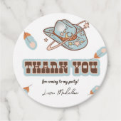 Westerne Cowboy Blue Birthday Cirkel Dank u Label (Voorkant)