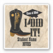 Westerne Cowboy Boot - Afstuderen Sticker (Voorkant)