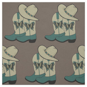 Westerne cowboy Boot and Cowboy Pet Butterfly Stof