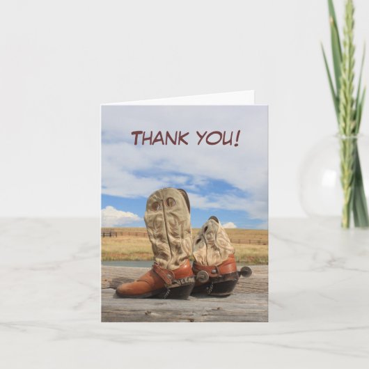 Westerne Cowboy Boot Bedankt Card (Voorkant)