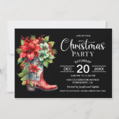 Westerne Cowboy Boot Black Christmas Party Kaart (Voorkant)