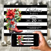 Westerne Cowboy Boot Black Gestreepte Kerstfeest Kaart