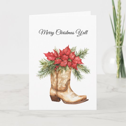 Westerne Cowboy Boot Christmas Kaart (Voorkant)