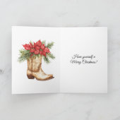 Westerne Cowboy Boot Christmas Kaart (Binnen)
