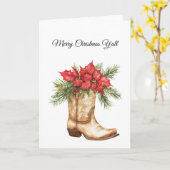 Westerne Cowboy Boot Christmas Kaart (Gele Bloem)