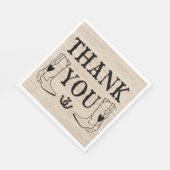 Westerne Cowboy Boot Country Wedding Wood Dank u Servet (Hoek)