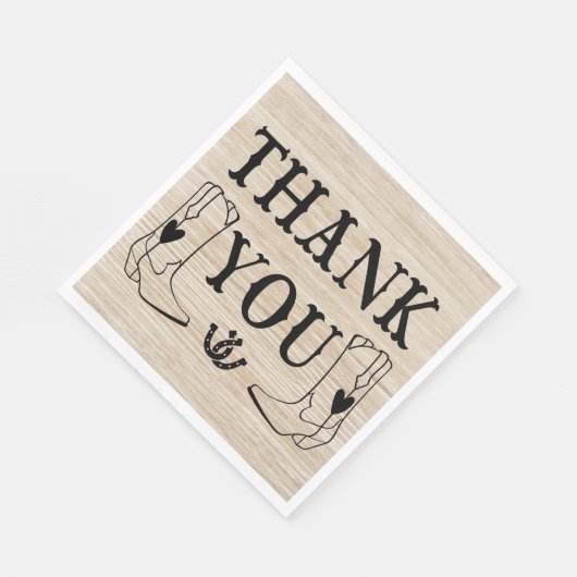 Westerne Cowboy Boot Country Wedding Wood Dank u Servet (Hoek)