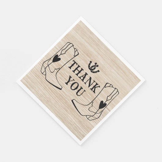 Westerne Cowboy Boot Country Wedding Wood Dank u Servet (Hoek)