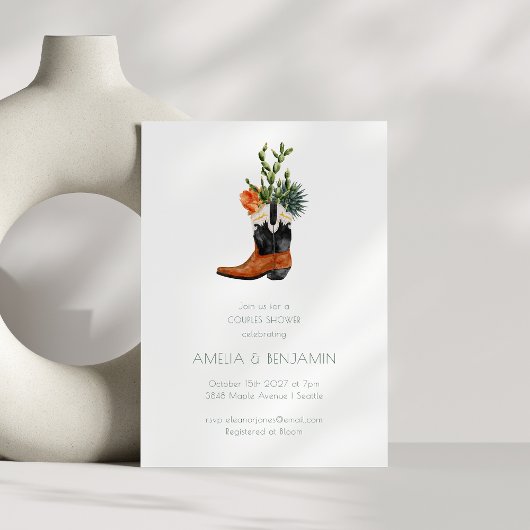 Westerne Cowboy Boot Desert Cactus Couples Shower Kaart