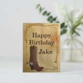 Westerne Cowboy Boot Happy Birthday Briefkaart (Staand voorkant)