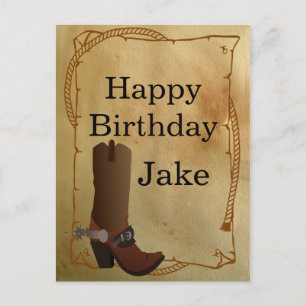 Westerne Cowboy Boot Happy Birthday Briefkaart