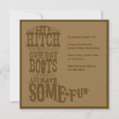 Westerne Cowboy Boot Invitation Kaart (Voorkant)