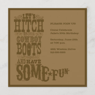 Westerne Cowboy Boot Invitation Kaart
