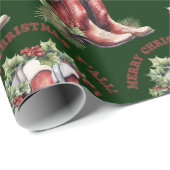 Westerne Cowboy Boot Merry Christmas Y'all Cadeaupapier (Rol Hoek)