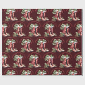 Westerne Cowboy Boot Merry Christmas Y'all Cadeaupapier (Vlak)