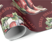 Westerne Cowboy Boot Merry Christmas Y'all Cadeaupapier (Rol Hoek)
