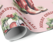 Westerne Cowboy Boot Merry Christmas Y'all Cadeaupapier (Rol Hoek)