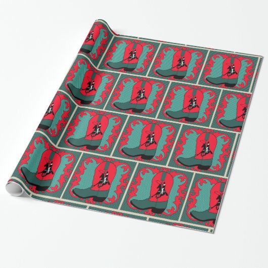 Westerne cowboy-boot met Roper Gift Wrapping Paper Cadeaupapier (Uitgerold)