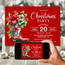 Westerne Cowboy Boot Red Christmas Party