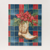 Westerne Cowboy Boot Red Floral Christmas Legpuzzel (Verticaal)