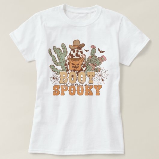 Westerne Cowboy Boot Scootin Spooky Halloween T-shirt (Design voorkant)