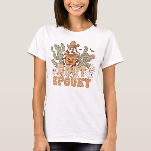 Westerne Cowboy Boot Scootin Spooky Halloween T-shirt (Voorkant)
