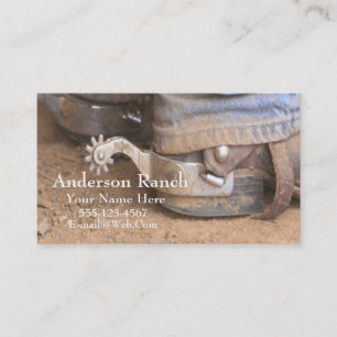 Westerne Cowboy Boot Spurs Business Card Template Visitekaartje