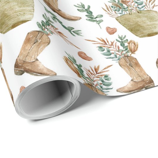 Westerne Cowboy Boot Woodland Christmas Cadeaupapier (Rol Hoek)