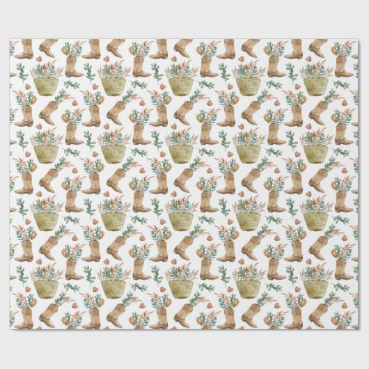 Westerne Cowboy Boot Woodland Christmas Cadeaupapier (Vlak)