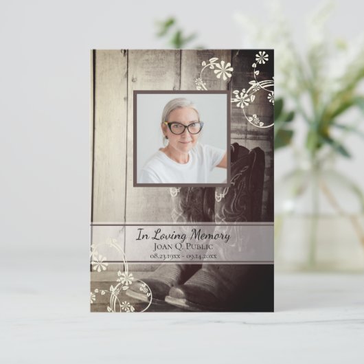 Westerne Cowboy Boots begrafenis sympathie Bedankkaart (Staand voorkant)