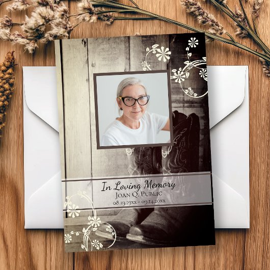 Westerne Cowboy Boots begrafenis sympathie Bedankkaart