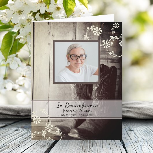 Westerne Cowboy Boots begrafenis sympathie Bedankkaart