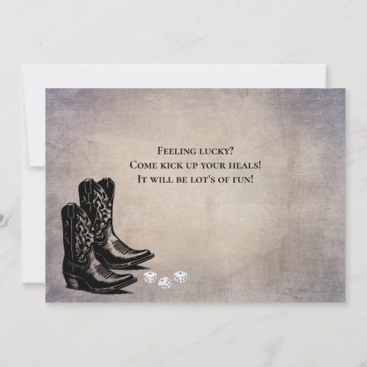 Westerne Cowboy Boots Bunco uitnodiging (Achterkant)