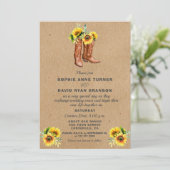 Westerne Cowboy Boots Country Sunflower Weddenscha Kaart (Staand voorkant)