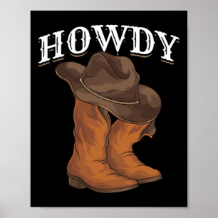 Westerne Cowboy Boots Cowboy Pet Howdy Cowboy Poster