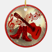 Westerne cowboy Boots en gitaarkerst Keramisch Ornament (Achterkant)