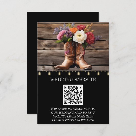 Westerne Cowboy Boots Floral Elegant Mason Jar Informatiekaartje (Voorkant / Achterkant)