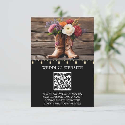 Westerne Cowboy Boots Floral Elegant Mason Jar Informatiekaartje (Staand voorkant)