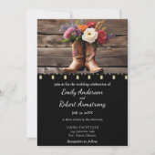 Westerne Cowboy Boots Floral Elegant Mason Jar Kaart (Voorkant)