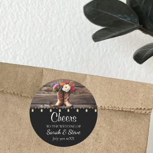 Westerne Cowboy Boots Floral Elegant Mason Jar Ronde Sticker