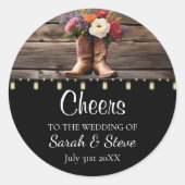 Westerne Cowboy Boots Floral Elegant Mason Jar Ronde Sticker (Voorkant)